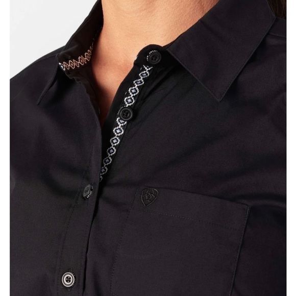 Ariat Women's Kirby Stretch Western Shirt- Black- Poplin- Sz XXL Semi-fitted - Picture 3 of 16
